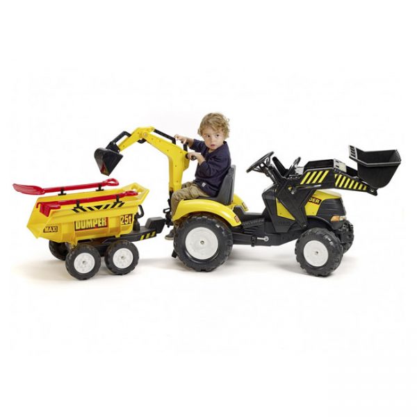 Trator Powerloader + Reboque Basculante + Pás + Capacete Autobrinca Online