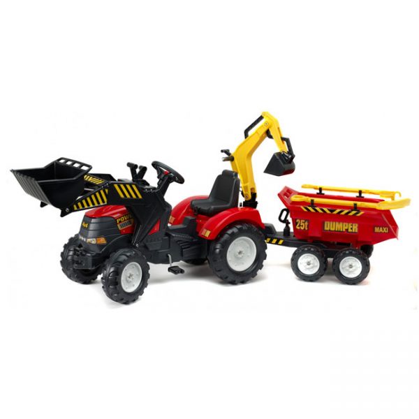 Trator Powerloader Red + Reboque Basculante + Pás