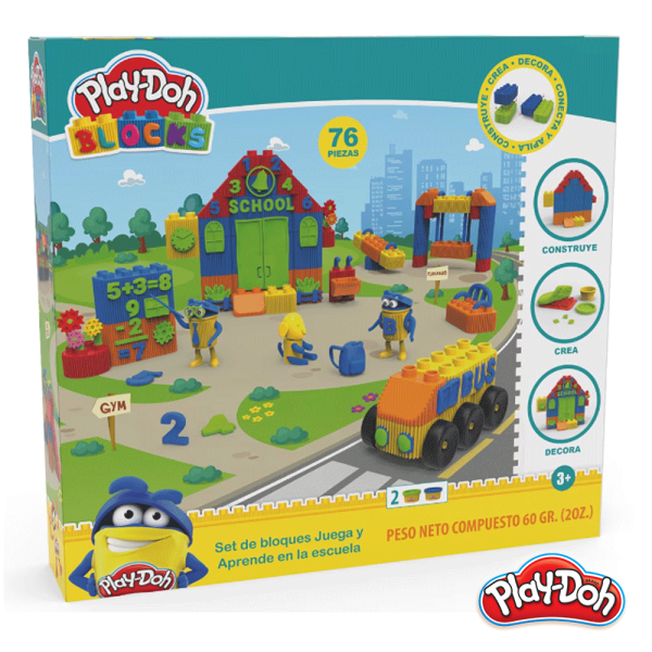 Play-Doh Bloks Playset Blocos da Escola Autobrinca Online www.autobrinca.com