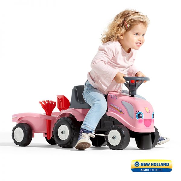 Trator Baby New Holland Pink + Reboque