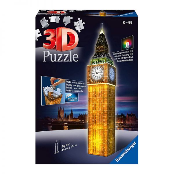 Puzzle 3D Big Ben à Noite – 216 Peças Autobrinca Online