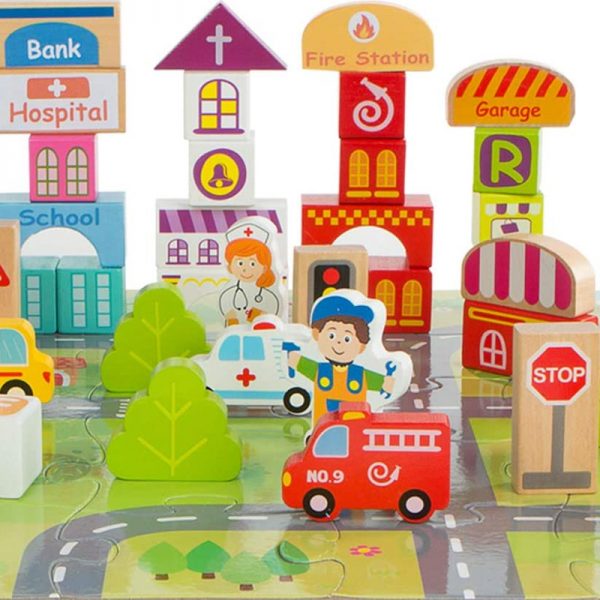 Pack 100 Blocos de Madeira – A Cidade