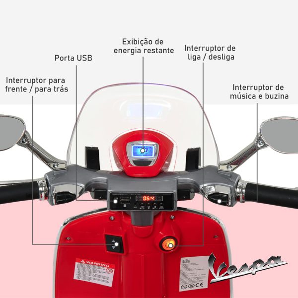 Moto Vespa 946 Vermelha 12V Autobrinca Online