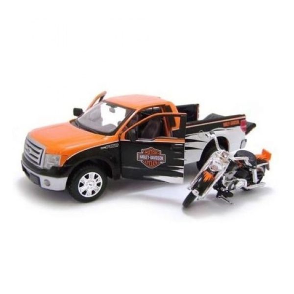 Ford F150 STX 1:27 c/ Moto Harley Davidson 1958 FLH Duo Glide 1:24 Autobrinca Online