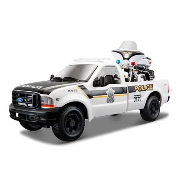 Ford F350 1:27 c/ Moto Harley Davidson 2004 FLHTPI Electra Glide Police 1:24 Autobrinca Online