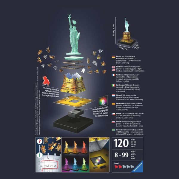 Puzzle 3D Estátua da Liberdade c/ Luz – 108 Peças Autobrinca Online