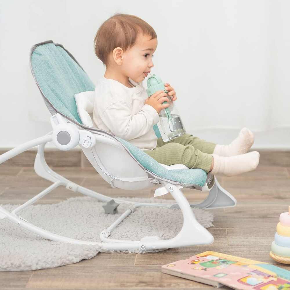 Espreguiçadeira De Bebé Asalvo Com Brinquedo E Musical Verde E Cinzento