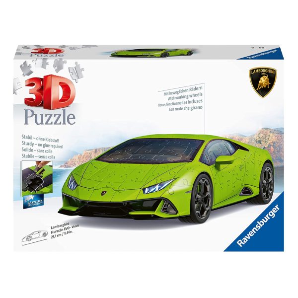 Puzzle 3D Lamborghini Huracan Evo Verde – 108 Peças Autobrinca Online www.autobrinca.com