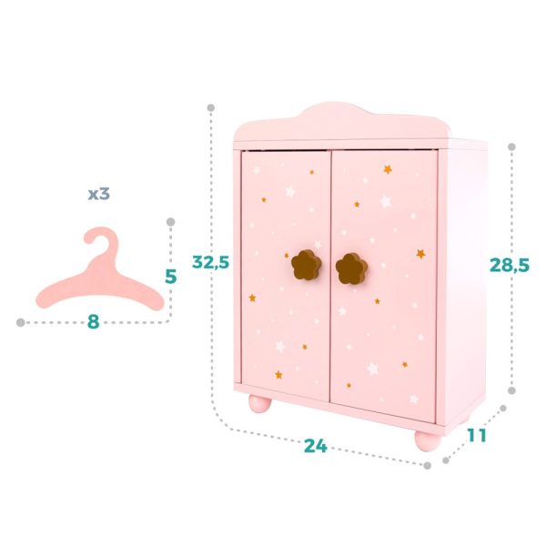 Guarda Roupa de Bonecas em Madeira Rosa Autobrinca Online
