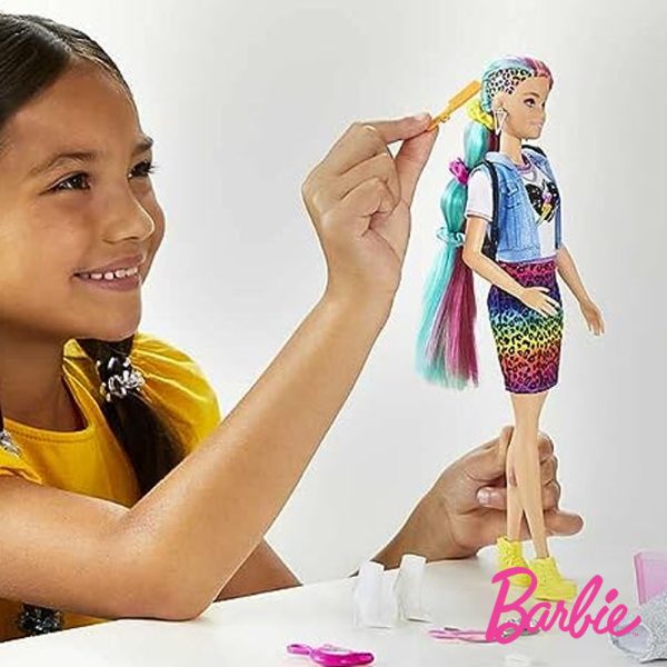 Barbie Leopardo Cabelo Arco-Íris Autobrinca Online