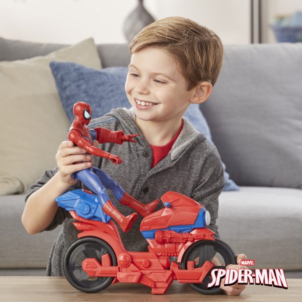 Spider-Man Figura com Mota Power Cycle Autobrinca Online