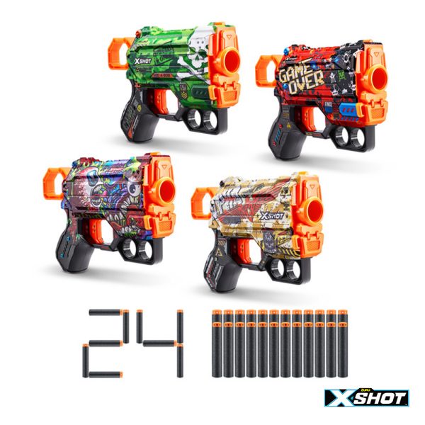 X-Shot Pistola Skins 4 Pistolas Menace Autobrinca Online