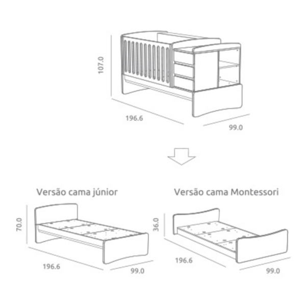 Cama Convertível Trama Combi Nest Roble Nordico c/ Branco Mate Autobrinca Online