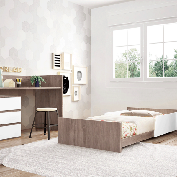 Cama Convertível Trama Combi Cool Acácia c/ Branco Mate Autobrinca Online