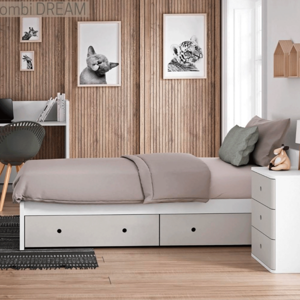 Cama Convertível Trama Combi Dream Branco Mate c/ Cinza Coco Autobrinca Online