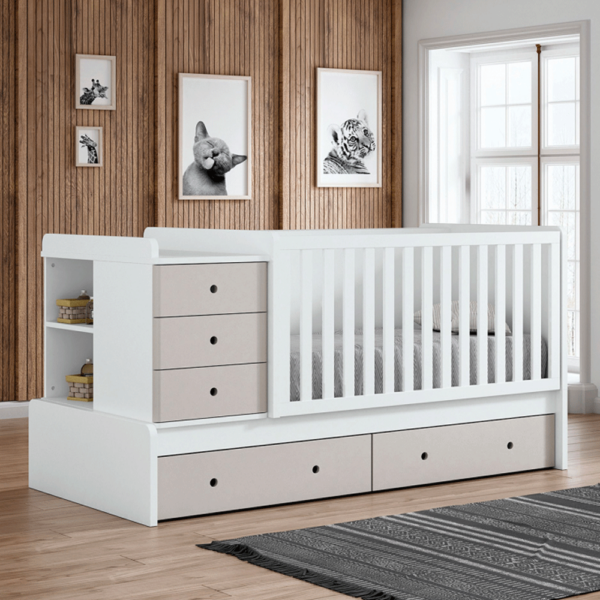 Cama Convertível Trama Combi Dream Branco Mate c/ Cinza Coco Autobrinca Online