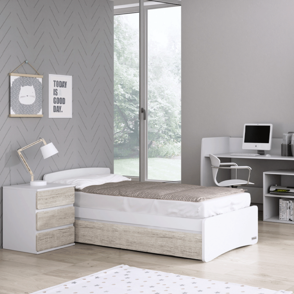 Cama Convertível Trama Combi Nest Branco Mate c/ Roble Castello Autobrinca Online
