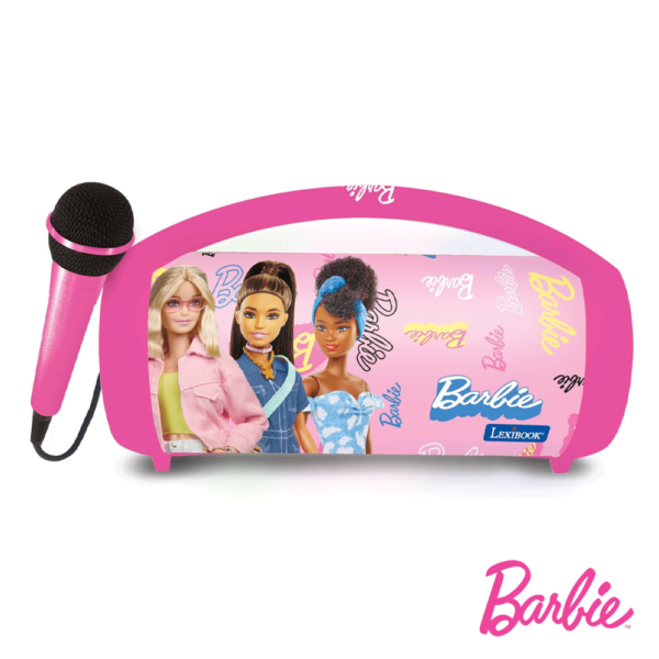 Coluna Portátil Barbie c/ Luz e Microfone Autobrinca Online