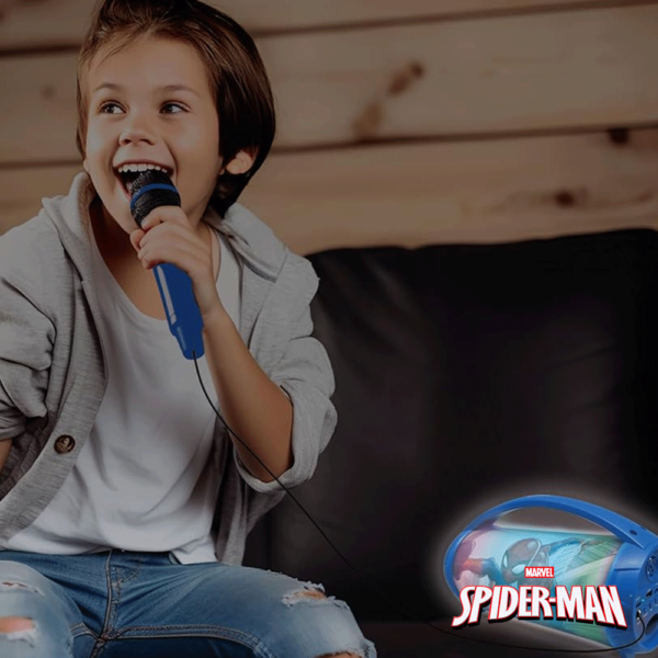 Coluna Portátil Spider-man c/ Luz e Microfone Autobrinca Online