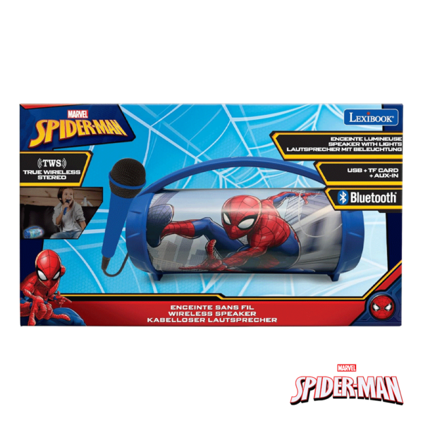 Coluna Portátil Spider-man c/ Luz e Microfone Autobrinca Online