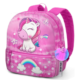 Mochila Cor-de-Rosa com um unicórnio e arco-íris