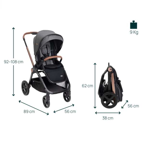 Duo Chicco Mysa c/ First Seat Recline Black Satin c/ Base Isofix Full 360 Autobrinca Online