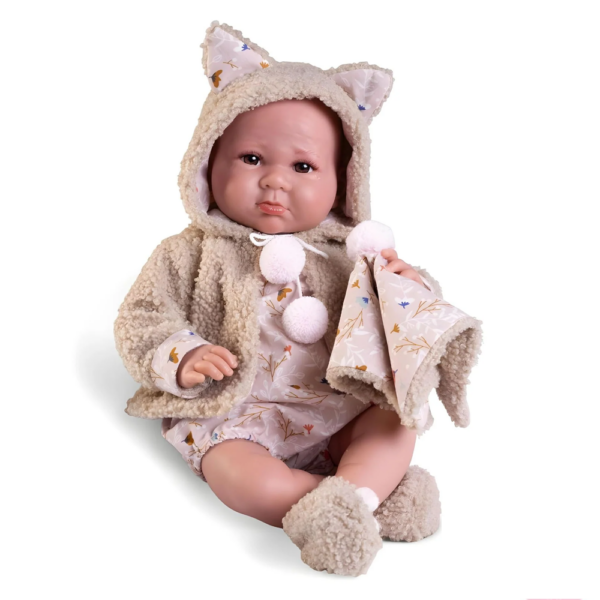 Bebé Recém-Nascida Luca c/ Casaco de Pele de Carneiro 42cm Autobrinca Online