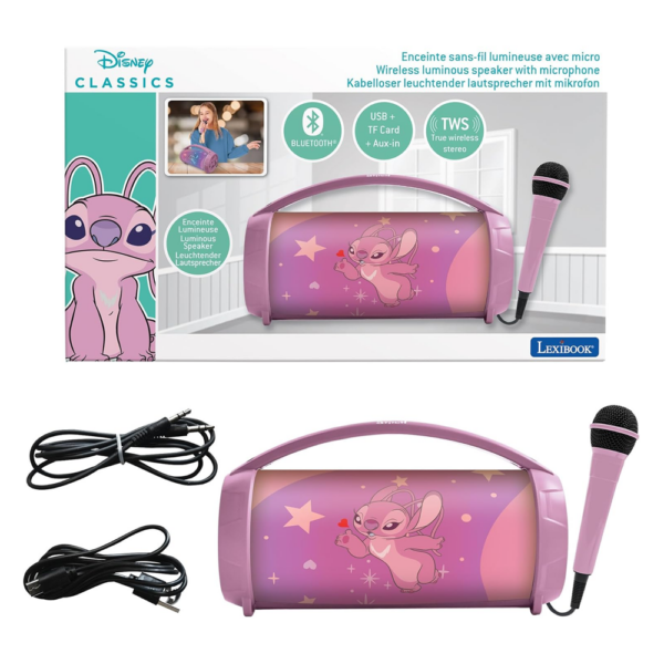 Coluna Portátil Disney Stitch Angel c/ Luz e Microfone Autobrinca Online