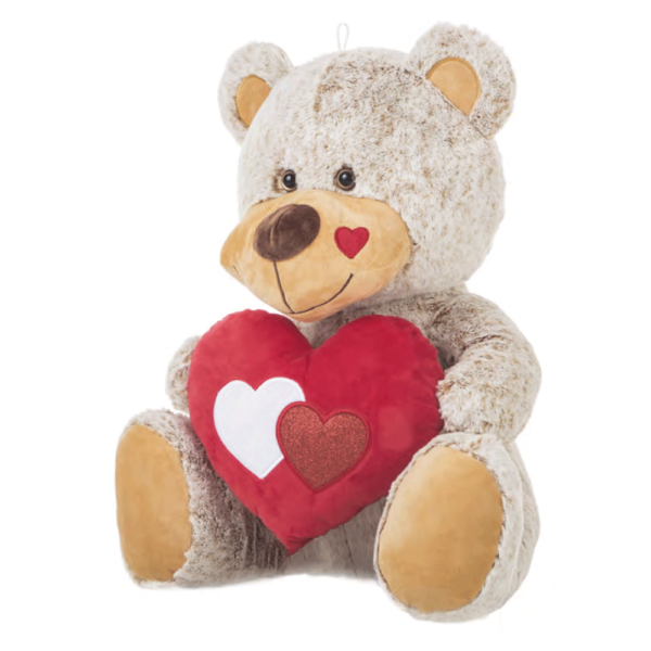 Urso Peluche Bege c/ Coração 110cm Autobrinca Online