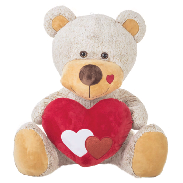 Urso Peluche Bege c/ Coração 110cm Autobrinca Online