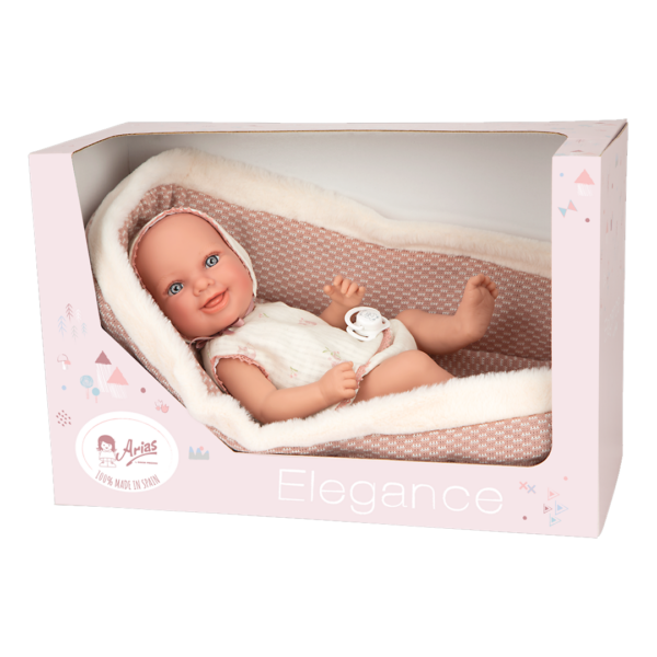 Boneca Elegance Arias Oli Rosa c/ Alcofa 38cm Autobrinca Online