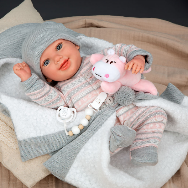 Boneca Reborn Arias Nadia c/ Cobertor e Ursinho 40cm Autobrinca Online