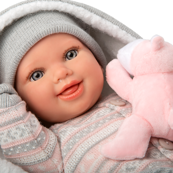 Boneca Reborn Arias Nadia c/ Cobertor e Ursinho 40cm Autobrinca Online