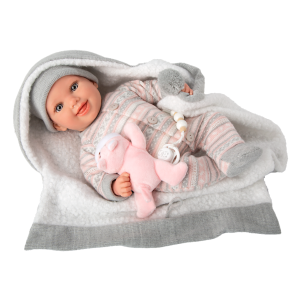 Boneca Reborn Arias Nadia c/ Cobertor e Ursinho 40cm Autobrinca Online