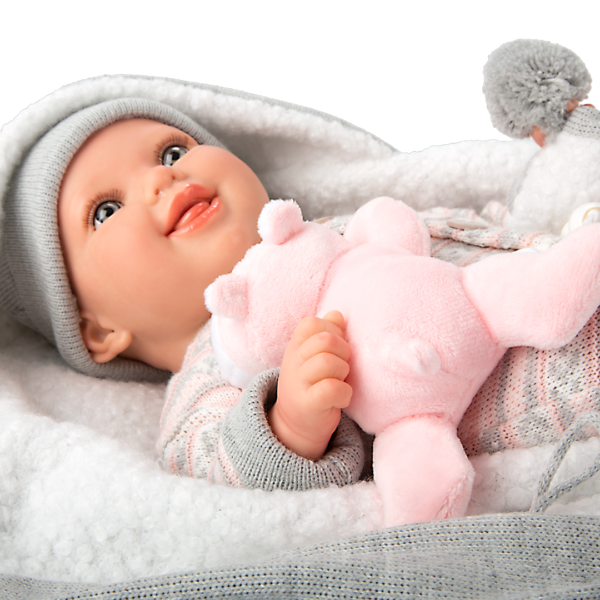 Boneca Reborn Arias Nadia c/ Cobertor e Ursinho 40cm Autobrinca Online