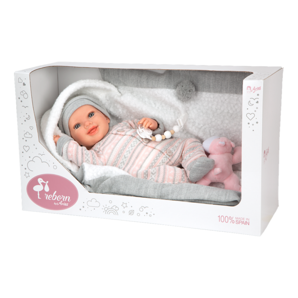 Boneca Reborn Arias Nadia c/ Cobertor e Ursinho 40cm Autobrinca Online