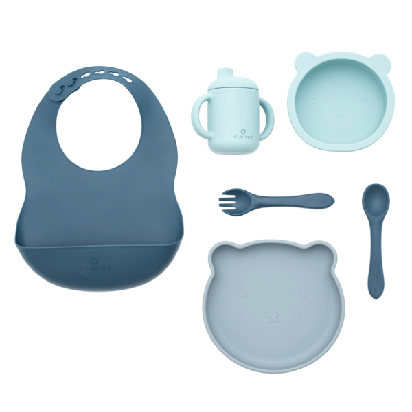 Set Alimentação Silicone Olmitos 6 Peças Azul Autobrinca Online