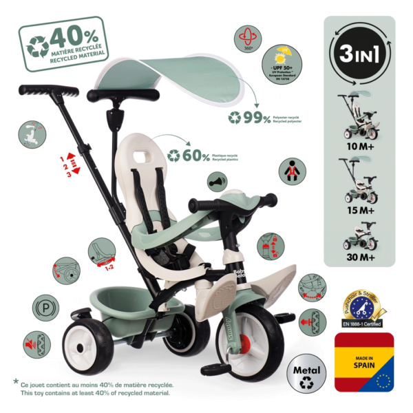 Triciclo Smoby Life Baby Balade Menta Autobrinca Online