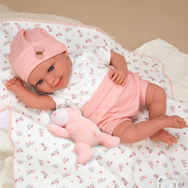 Boneca Elegance Arias Colin Rosa c/ Manta e Peluche 40cm Autobrinca Online