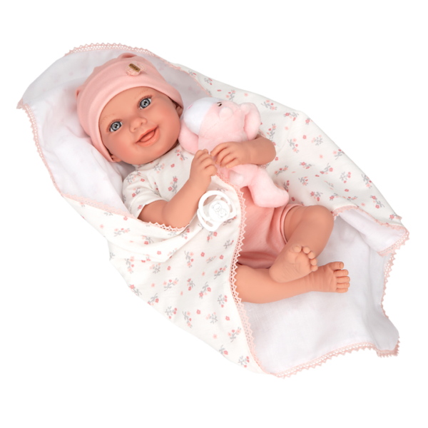 Boneca Elegance Arias Colin Rosa c/ Manta e Peluche 40cm Autobrinca Online