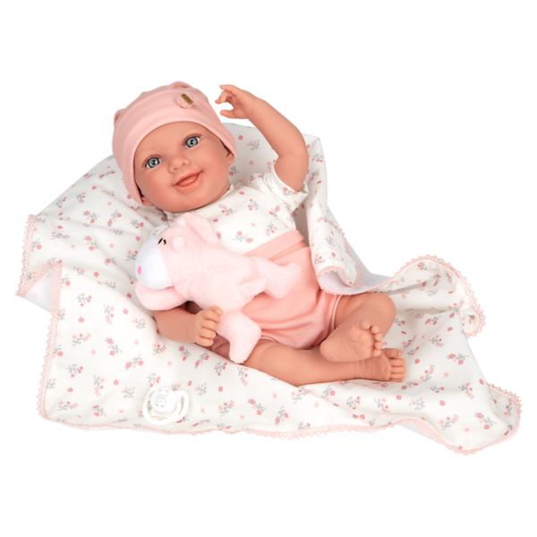 Boneca Elegance Arias Colin Rosa c/ Manta e Peluche 40cm Autobrinca Online