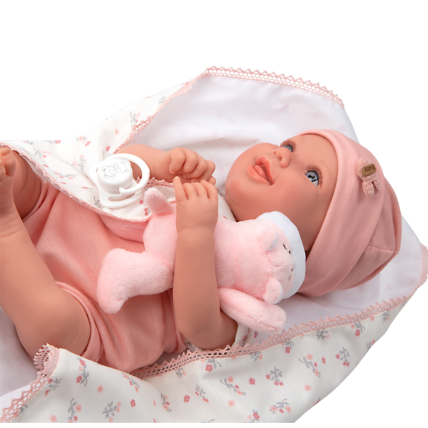 Boneca Elegance Arias Colin Rosa c/ Manta e Peluche 40cm Autobrinca Online