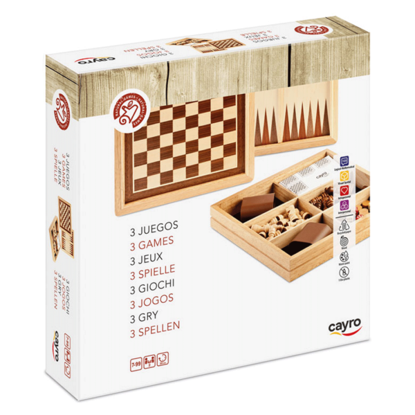 Jogo Tabuleiro Cayro – Caixa 3 em 1: Xadrez, Damas e Gamão Autobrinca Online